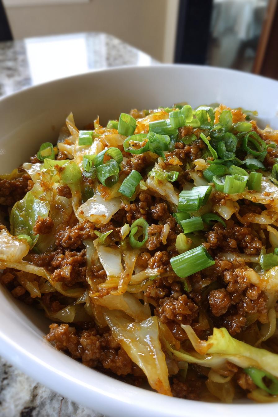 Healthy Chinese Ground Beef & Cabbage Stir Fry - detail 2