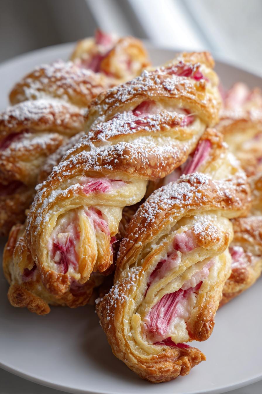 rhubarb cream cheese danish twists bakery style at home